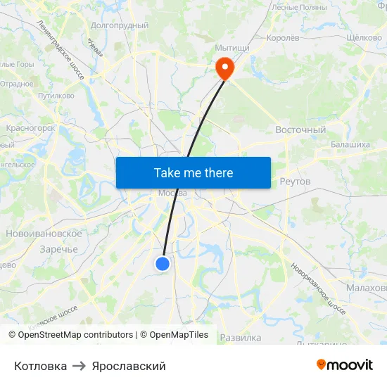 Котловка to Ярославский map