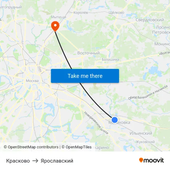 Красково to Ярославский map