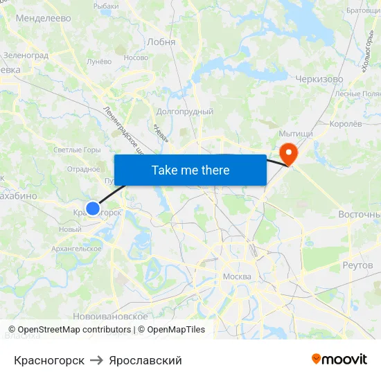 Красногорск to Ярославский map