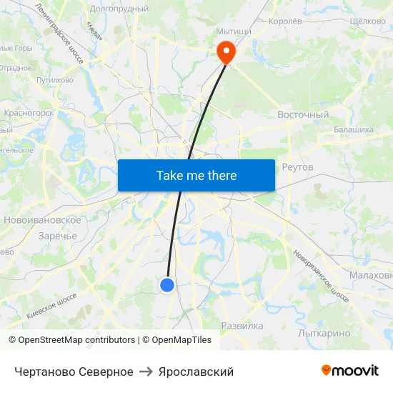 Чертаново Северное to Ярославский map