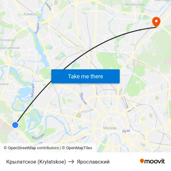 Крылатское (Krylatskoe) to Ярославский map