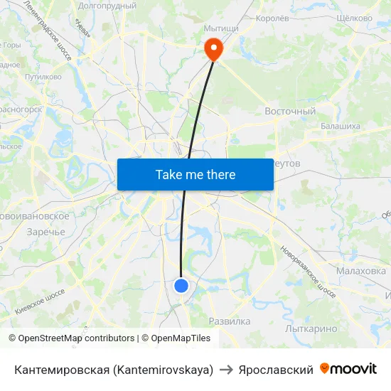 Кантемировская (Kantemirovskaya) to Ярославский map
