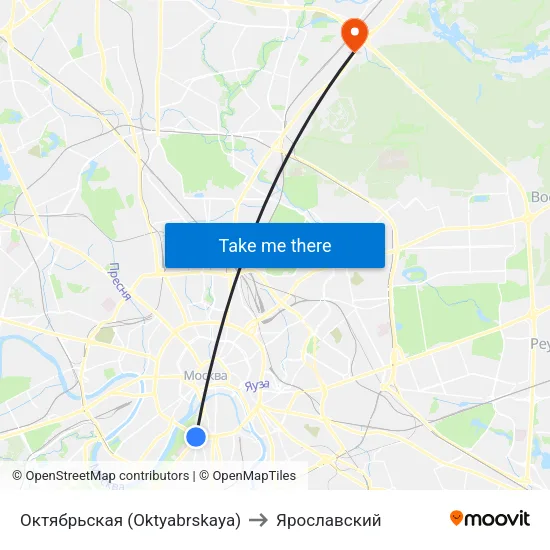 Октябрьская (Oktyabrskaya) to Ярославский map