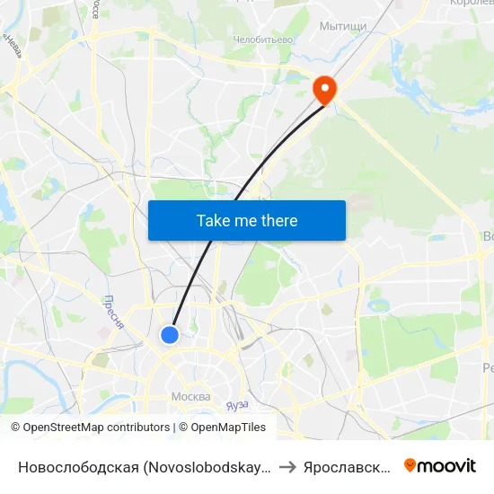 Новослободская (Novoslobodskaya) to Ярославский map