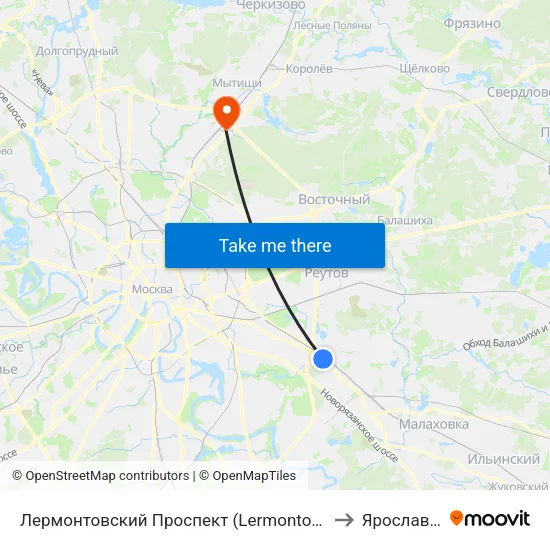 Лермонтовский Проспект (Lermontovsky Prospekt) to Ярославский map