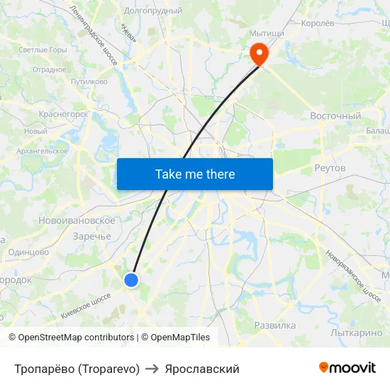Тропарёво (Troparevo) to Ярославский map