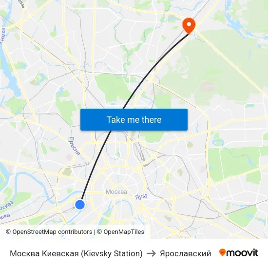 Москва Киевская (Kievsky Station) to Ярославский map