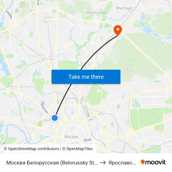 Москва Белорусская (Belorussky Station) to Ярославский map