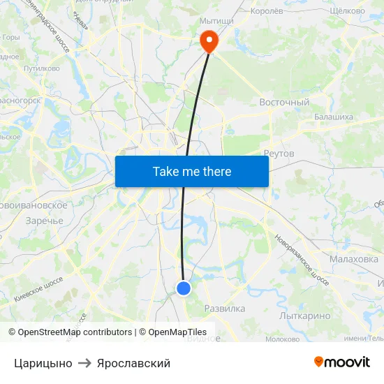 Царицыно to Ярославский map