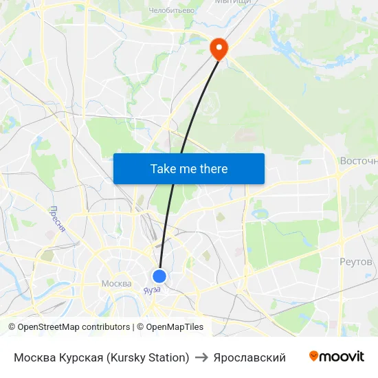 Москва Курская (Kursky Station) to Ярославский map