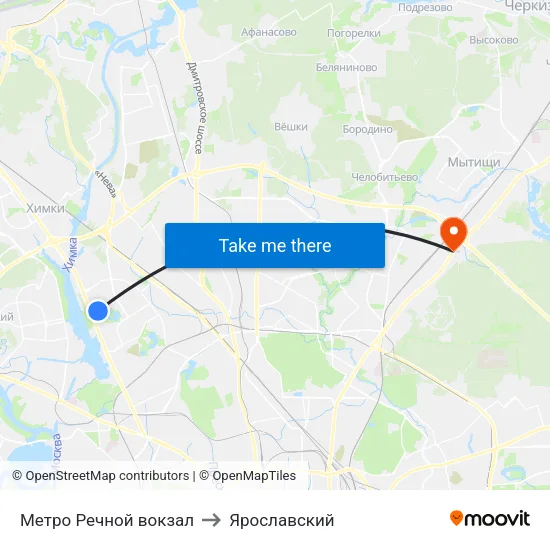 Метро Речной вокзал to Ярославский map
