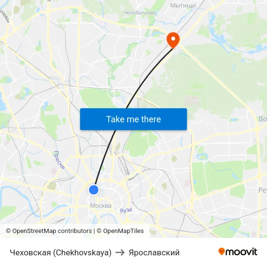 Чеховская (Chekhovskaya) to Ярославский map