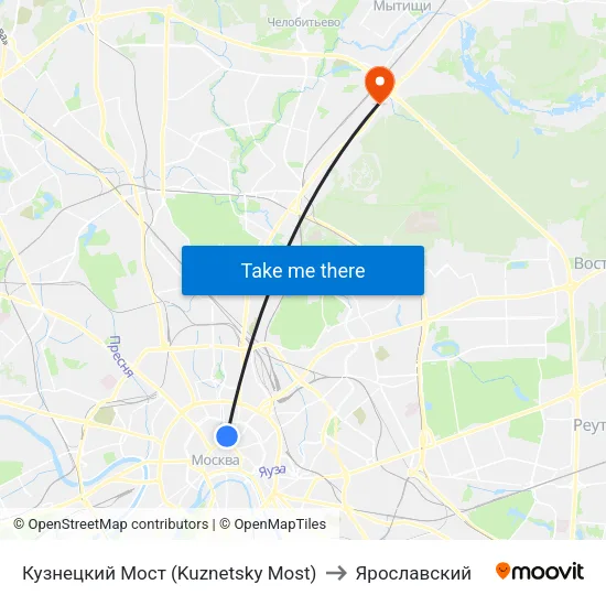 Кузнецкий Мост (Kuznetsky Most) to Ярославский map