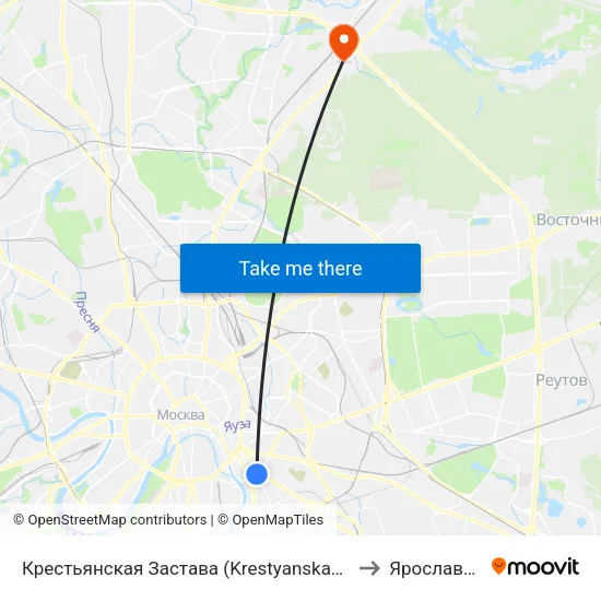 Крестьянская Застава (Krestyanskaya Zastava) to Ярославский map
