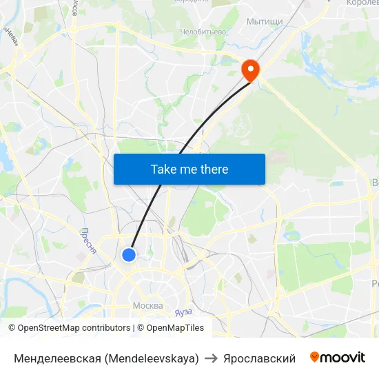 Менделеевская (Mendeleevskaya) to Ярославский map