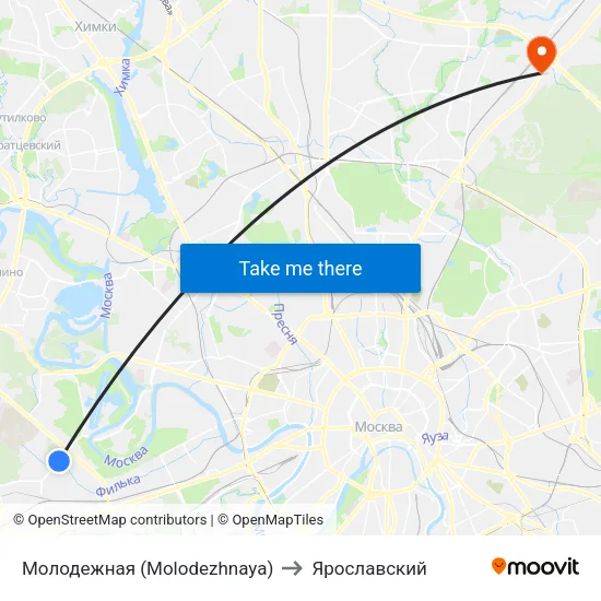 Молодежная (Molodezhnaya) to Ярославский map