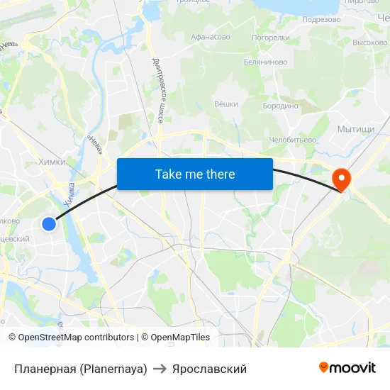 Планерная (Planernaya) to Ярославский map