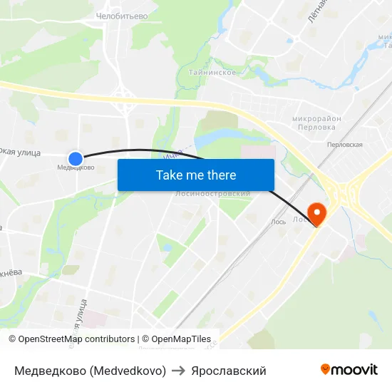Медведково (Medvedkovo) to Ярославский map