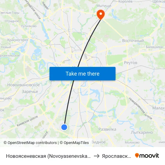 Новоясеневская (Novoyasenevskaya) to Ярославский map