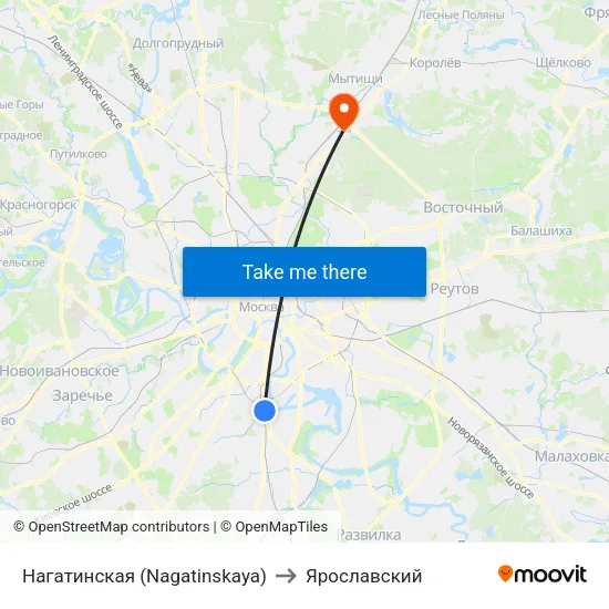 Нагатинская (Nagatinskaya) to Ярославский map