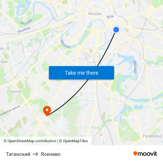 Таганский to Ясенево map