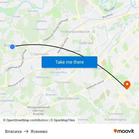 Власиха to Ясенево map
