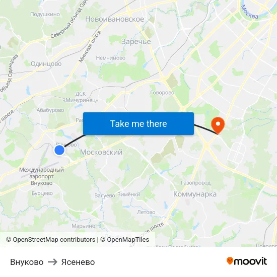Внуково to Ясенево map