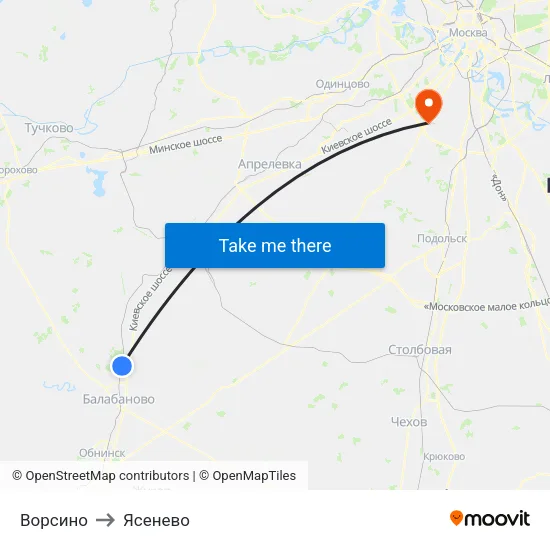 Ворсино to Ясенево map