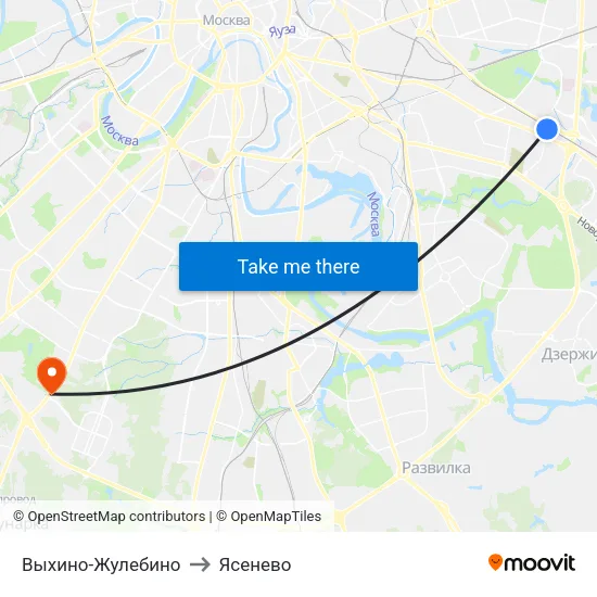Выхино-Жулебино to Ясенево map