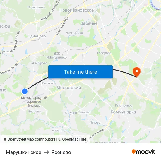 Марушкинское to Ясенево map