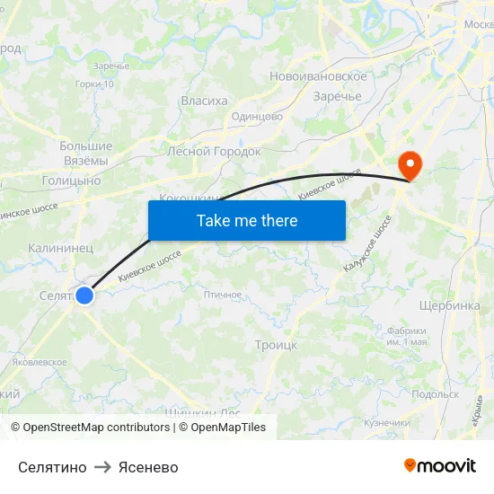 Селятино to Ясенево map