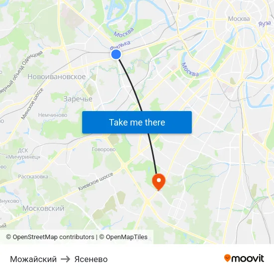 Можайский to Ясенево map
