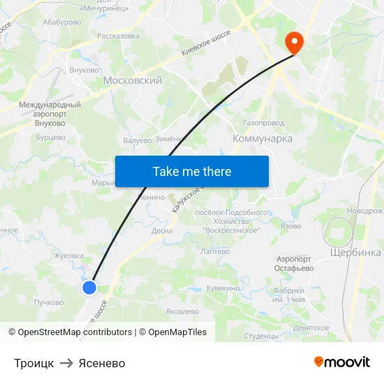 Троицк to Ясенево map