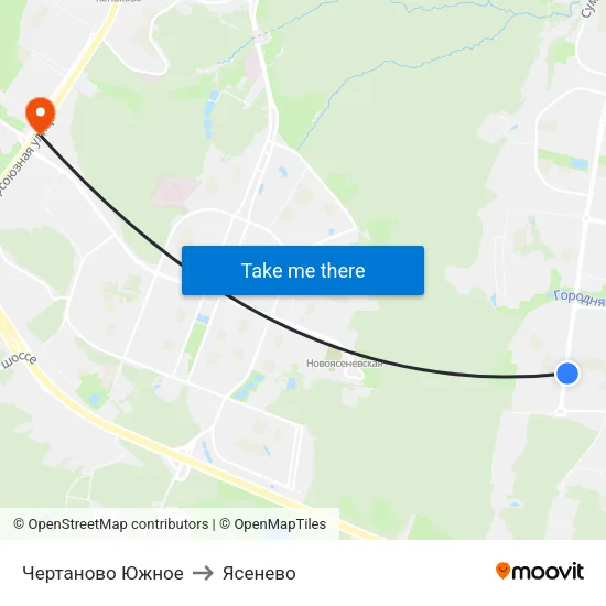 Чертаново Южное to Ясенево map