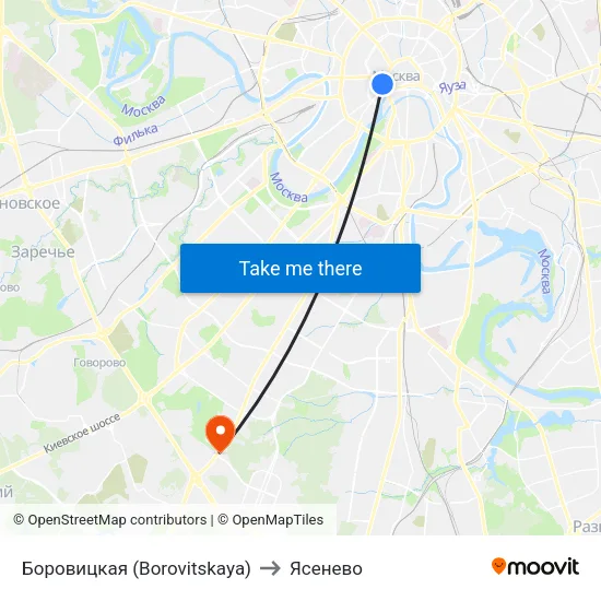 Боровицкая (Borovitskaya) to Ясенево map