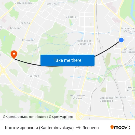 Кантемировская (Kantemirovskaya) to Ясенево map