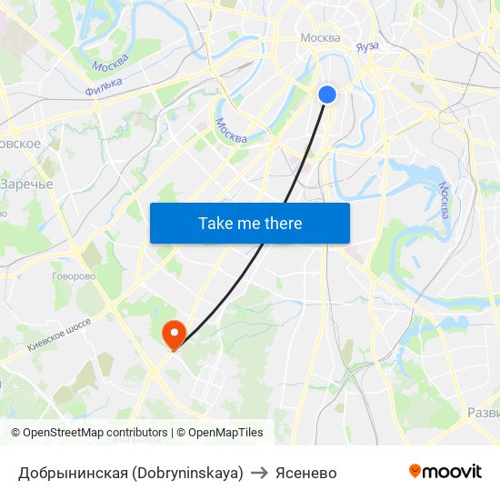 Добрынинская (Dobryninskaya) to Ясенево map