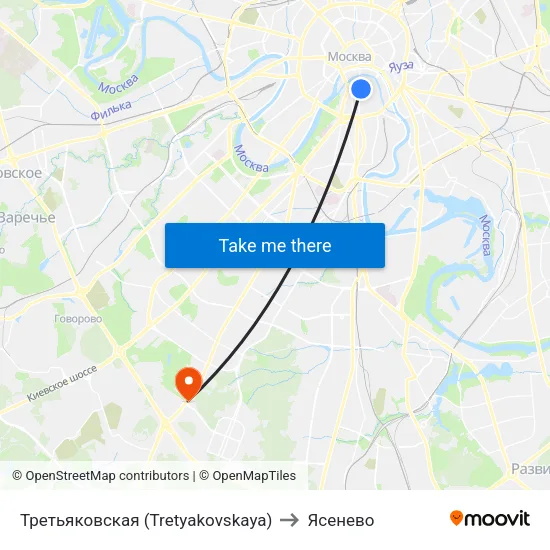 Третьяковская (Tretyakovskaya) to Ясенево map