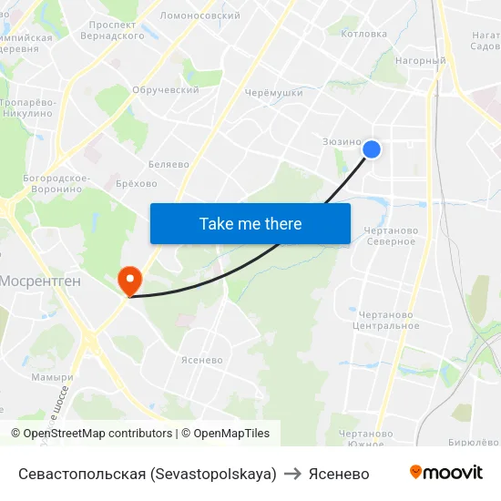 Севастопольская (Sevastopolskaya) to Ясенево map