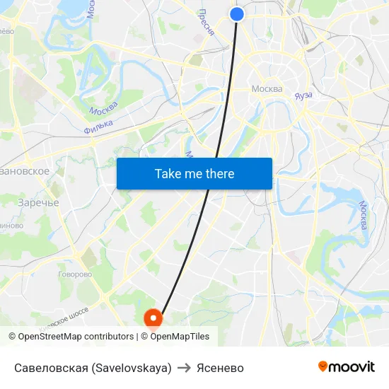 Савеловская (Savelovskaya) to Ясенево map