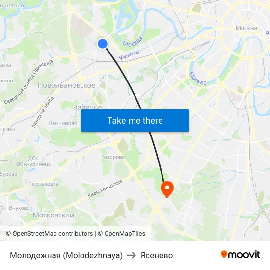 Молодежная (Molodezhnaya) to Ясенево map