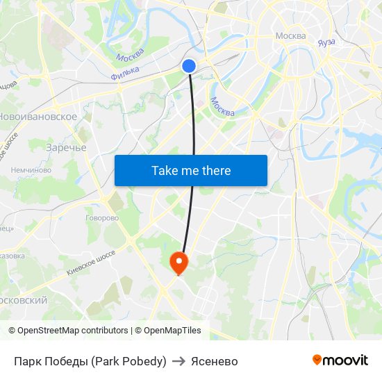 Парк Победы (Park Pobedy) to Ясенево map