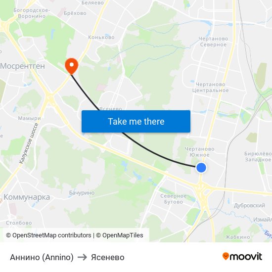 Аннино (Annino) to Ясенево map