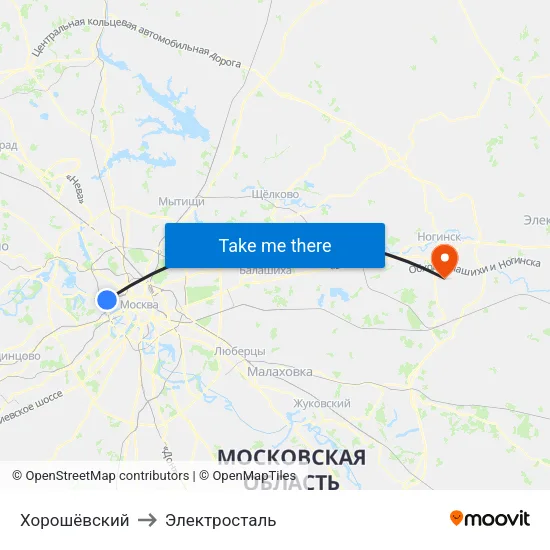 Хорошёвский to Электросталь map