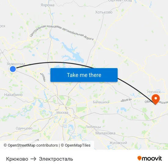 Крюково to Электросталь map