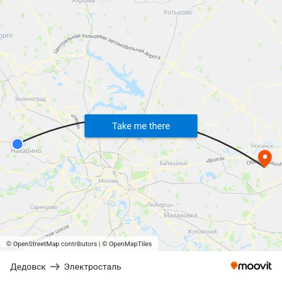 Дедовск to Электросталь map