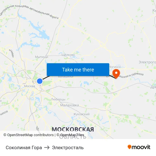 Соколиная Гора to Электросталь map