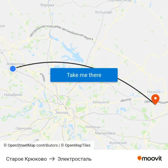 Старое Крюково to Электросталь map