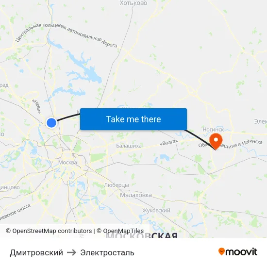Дмитровский to Электросталь map