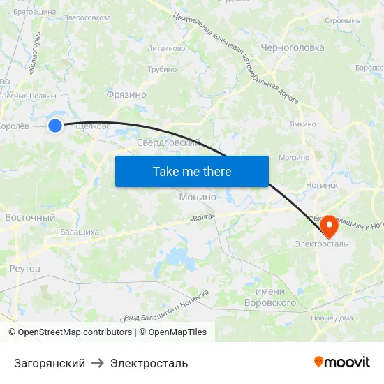 Загорянский to Электросталь map